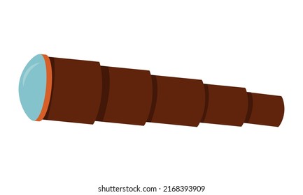 Monocular telescope semi flat color vector object. Marine equipment. Nautical decor. Antique spyglass. Full sized item on white. Simple cartoon style illustration for web graphic design and animation