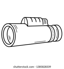 Monocular telescope. Vector outline icon isolated on white background.