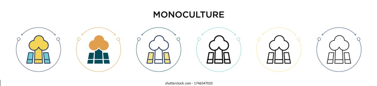 Monoculture icon in filled, thin line, outline and stroke style. Vector illustration of two colored and black monoculture vector icons designs can be used for mobile, ui, web