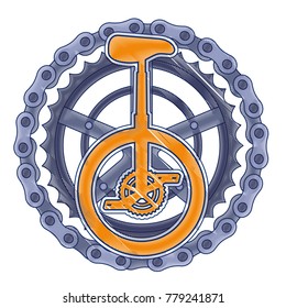 monocycle race with chain and sprocket