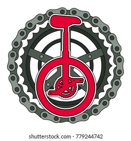 monocycle race with chain and sprocket