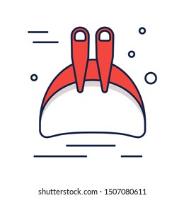 Monofin. Freediving equipment. Outline Icon on white background. Isolated vector illustration