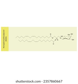 Monogalactosyldiacylglycerol (MGDG) molecular strcuture vector illustration. Scientific diagram of chloroplast memebrane component on on yellow background. Vector illustration.