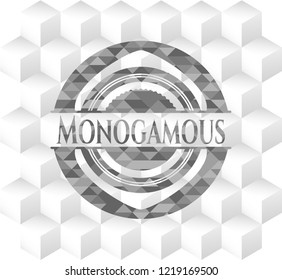 Monogamous grey emblem with cube white background