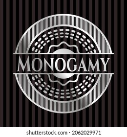 Monogamy silvery shiny badge. Vector Illustration. Mosaic. 