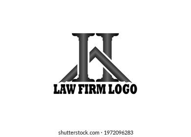 Monogram 3D vector logo element with an illustration of a house roof and pillars forming the initials "H" or "AH". usable for law firm offices, attorneys, consultants and general law logos.