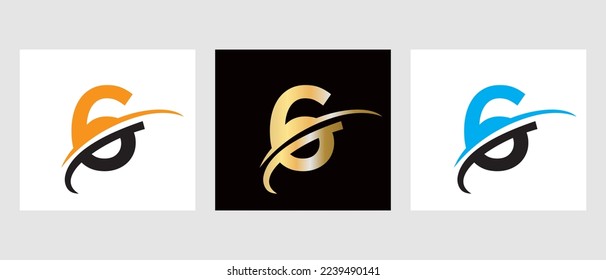 Monogram 6 Letter Logotype Symbol. Letter 6 Logo Design Template