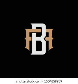 Monogram AB, BA, A, B letters template logo black, gold and grey. clothing, baseball and football