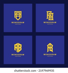 Monogram AB or BA letters template logo initial for clothing, apparel, brand