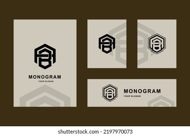 Monogram AB or BA letters template logo initial for clothing, apparel, brand