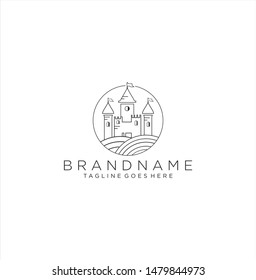 Monogram Abstract Castle Line Style Vector Logo template