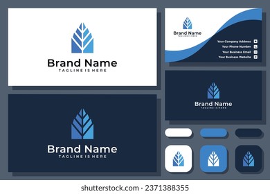 monogram abstract house leaf vector logo