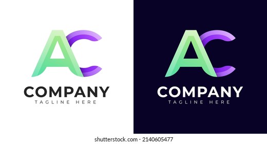 Monogram a ac and ca initial letter logo design. Modern letter ac and ca colorful vector logo template.