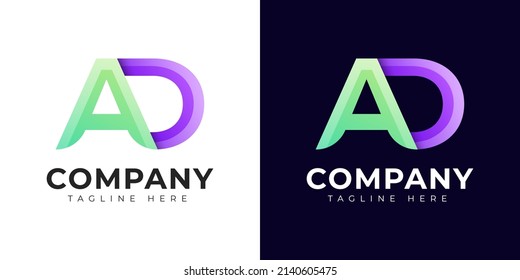 Monogram a ad and da initial letter logo design. Modern letter ad and da colorful vector logo template.