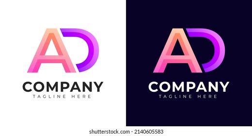 Monogram a ad and da initial letter logo design. Modern letter ad and da colorful vector logo template.