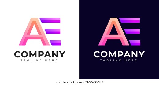 Monogram a ae and ea initial letter logo design. Modern letter ae and ea colorful vector logo template.
