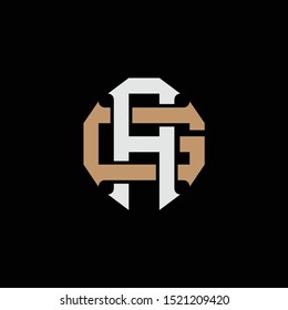 monograma AG, GA, G, Un fondo negro, oro y gris. prendas de vestir, deporte para el diseño de prendas de vestir
