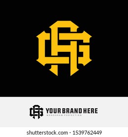 Monogram AG or GA, G, A template logo white black background and gold for clothing, interlock, apparel, sport, baseball, design vector