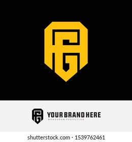 Monogram AG or GA, G, A template logo white black background and gold for clothing, interlock, apparel, sport, baseball, design vector