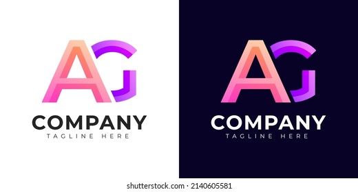 Monogram a ag and ga initial letter logo design. Modern letter ag and ga colorful vector logo template.