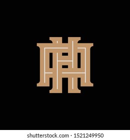 monogram AH, HA, H, A black background, gold, and grey. clothing, sport, and apparel identity design
