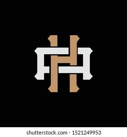 monogram AH, HA, H, A black background, gold, and grey. clothing, sport, and apparel identity design