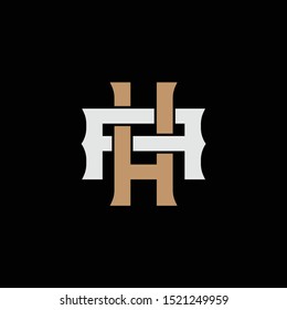 monogram AH, HA, H, A black background, gold, and grey. clothing, sport, and apparel identity design