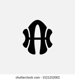 monogram AH, HA, H, A white background and black, clothing, sport, and apparel design, identity