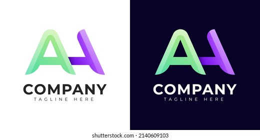 Monogram a ah and ha initial letter logo design. Modern letter ah and ha colorful vector logo template.