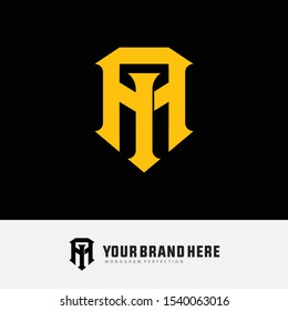 Monogram AI or IA, I, A template logo white black background and gold for clothing, interlock, apparel, sport, baseball, design vector