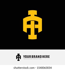 Monogram AI or IA, I, A template logo white black background and gold for clothing, interlock, apparel, sport, baseball, design vector
