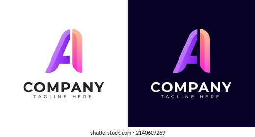 Monograma a aI y diseño inicial de la letra Ia. Carta moderna aI y Ia colorida plantilla de logotipo vectorial.