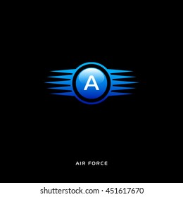 A monogram. Air Force Club logo. Flat Emblem.