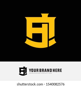 Monogram AJ or JA, J, A template logo white black background and gold for clothing, interlock, apparel, sport, baseball, design vector