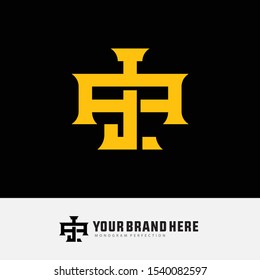 Monogram AJ or JA, J, A template logo white black background and gold for clothing, interlock, apparel, sport, baseball, design vector