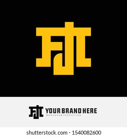 Monogram AJ or JA, J, A template logo white black background and gold for clothing, interlock, apparel, sport, baseball, design vector