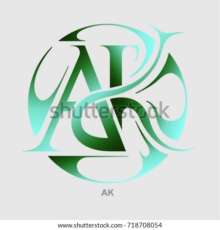 monogram ak letters ak のベクター画像素材 ロイヤリティフリー