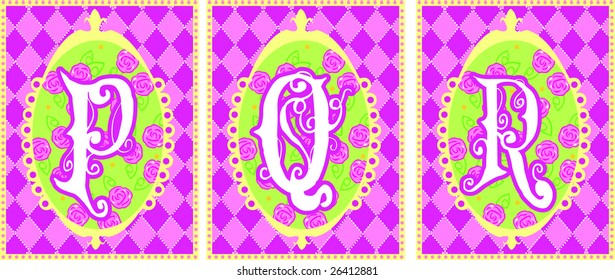 Monogram Alphabet P Q R