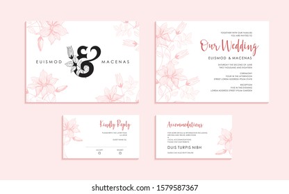 Monogram ampersand leaf. Elegant invitations card design. 