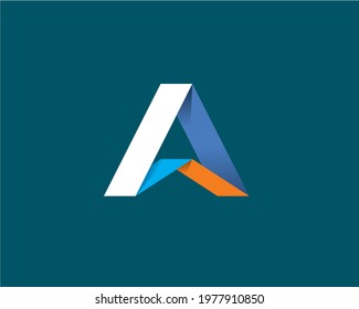 monogram anagram of initial letter A folding paper	