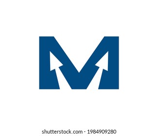 anagrama monogramo de la letra inicial M para el logotipo de la mega flecha