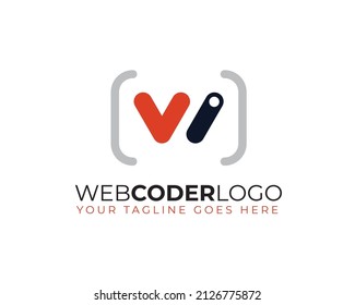monogram anagram initial letter w v checklist for coding developer logo	