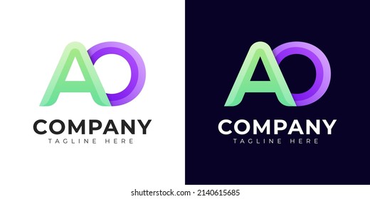 Monogram a ao and oa initial letter logo design. Modern letter ao and oa colorful vector logo template.