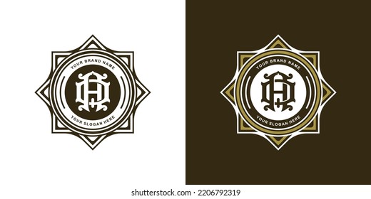 Monograma AQ o QA con logotipo de placa geométrica