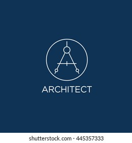A Monogram. Architect logo or Building. Letter A, dividers, isolated in the circle.