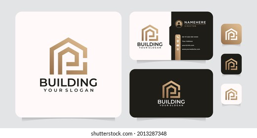 Monogram architecture building company logo vector design elements inspiration. Logo can be used for icon, brand, identity, symbol, and finance