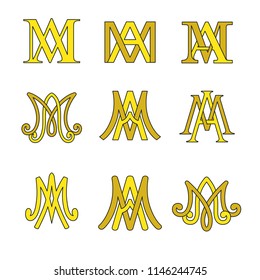 Monogram of Ave Maria symbols set. Religious catholic signs.
