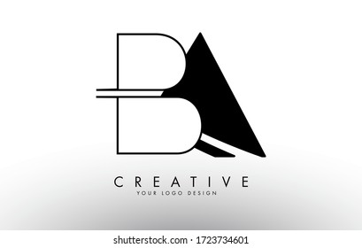 Monogram BA B A Letters Logo Design with black and white shapes. Creative BA Letter Icon with Black Shapes and Outline Vector Illustration.