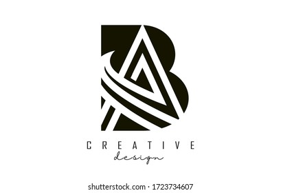 Monogram BA B A Letters Logo Design with Black and White Shapes and Layers. Creative BA Letter Icon vector illustration.