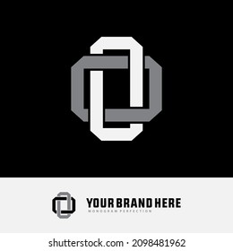 Monogramm, Badge-Logo, Anfangsbuchstaben O oder OO, modern, Sporty-weiß und grau auf schwarzem Hintergrund